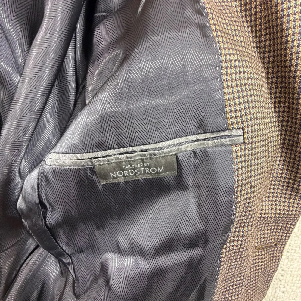 Joseph Abboud Nordstrom 38R Silk Wool Sport Coat Brown Houndstooth Blazer